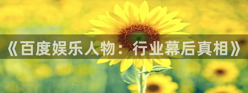 500彩票网平台：《百度娱乐人物：行业幕后真相》