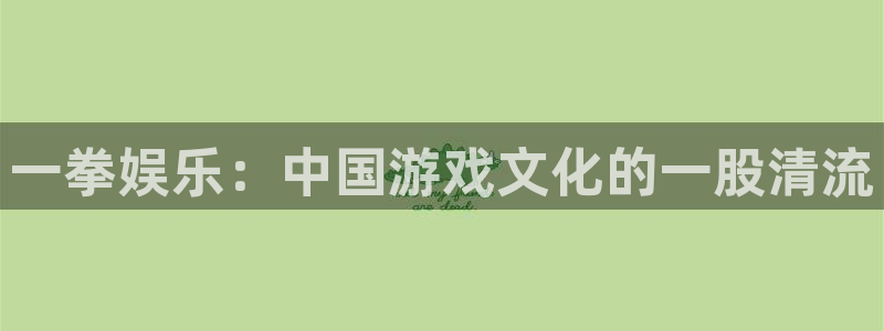 500彩票网3代理：一拳娱乐：中国游戏文化的一股清流